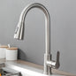 304 Stainless Steel Pull out Kitchen Faucet Deck Mounted Sink Water Tap with Mixer Stream Sprayer Head Hot Cold Taps for Kitchen