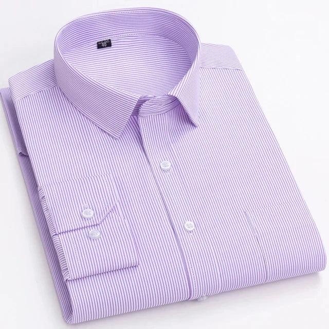 Men's Long Sleeve Shirt High-quality Fashion Casual Print Plaid Stripe Single Pocket Fit Business Formal Office Four Season Top