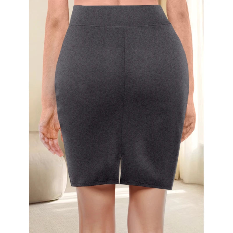 Women's Skirt Workplace Style High Elasticity Package Hip Skirt Casual Commuter Ladies Milk Silk Solid Color Half Bodycon Skirt