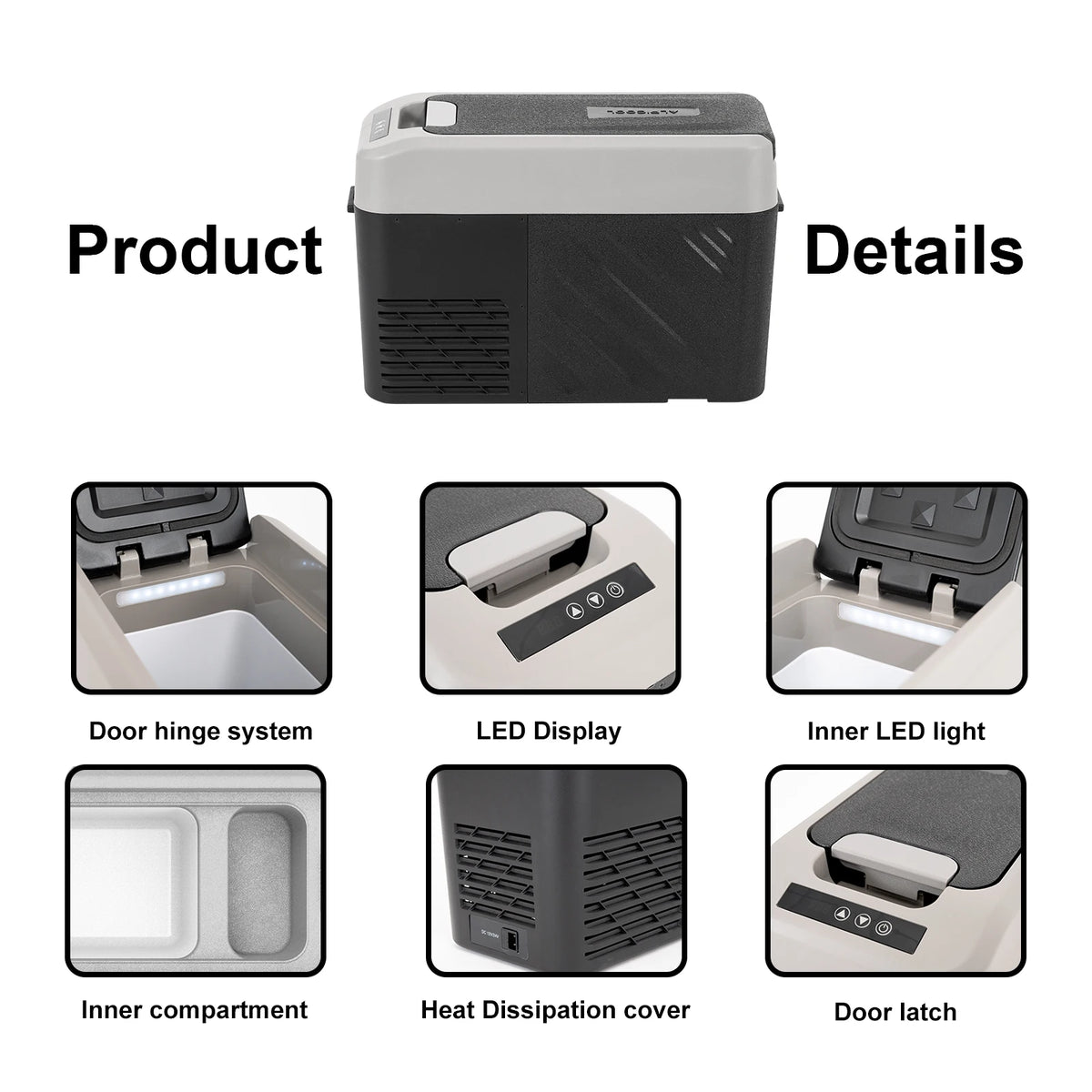 Alpicool KCF15 15L Compressor Cool Box Portable for Car, Truck, Compact Camping Fridge 12/24V DC Cool Box for Travel, Food & Dri