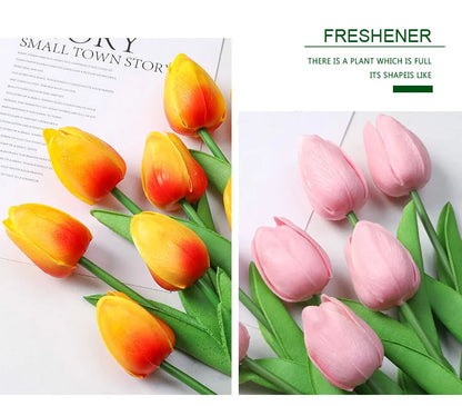 20pcs/3pc/5pc/10pc Bouquet Silicone Artificial Tulip Wedding Home Decoration Bouquet with Stems for Home Wedding Decoration