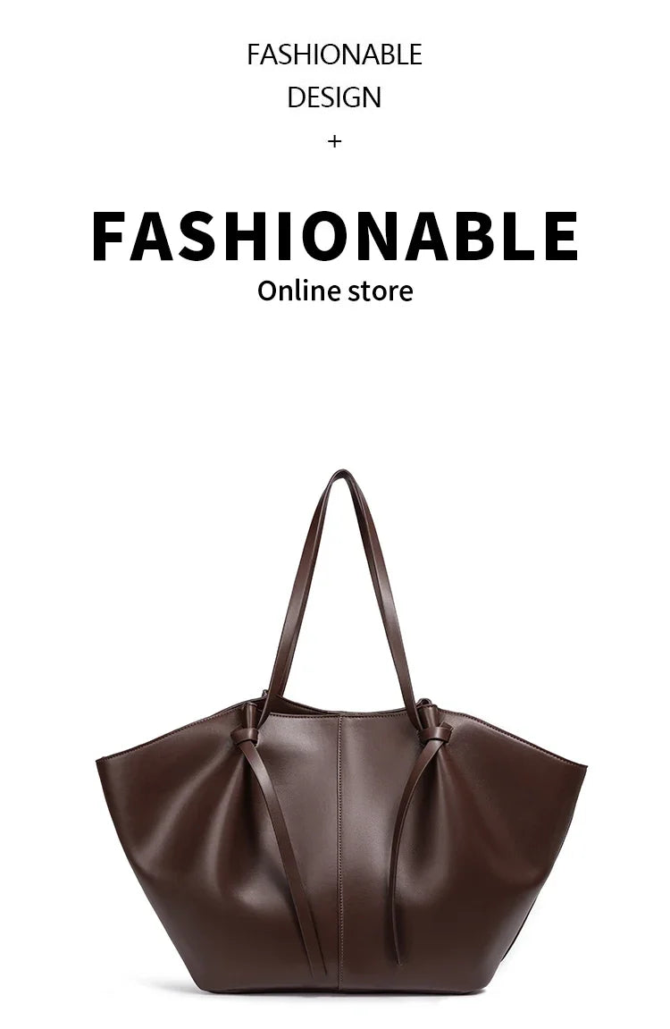 Fashion Large Capacity Trapeze Women Shoulder Bags Designer Metal Lock Handbags High-Quality Pu Leather Big Tote Commute Bag