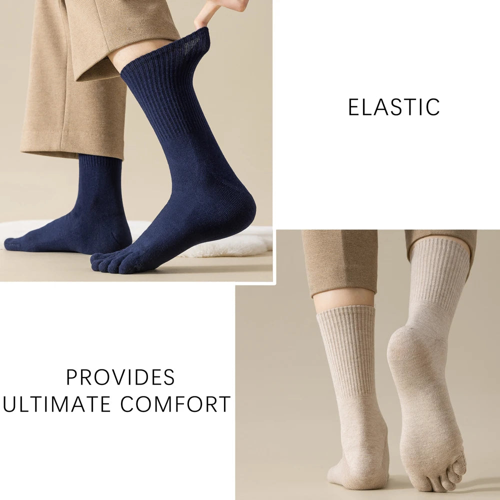 Wool Warm Five-finger Socks Comfortable Business Men's Toe Socks Sports Breathable Sweat Deodorant Solid Color Sock Male