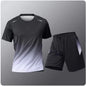Summer Fitness Men Running Short Sleeve T-Shirt +Shorts Two Piece Set Sportswear Casual Fitness Sports Quick-drying Sets S-4XL