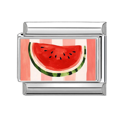 Wholesale Fashion Personalized DIY Red Color Italian Charm Bracelet Watermelon Tomato Bead 9mm Bracelet Stainless Steel Jewelrys