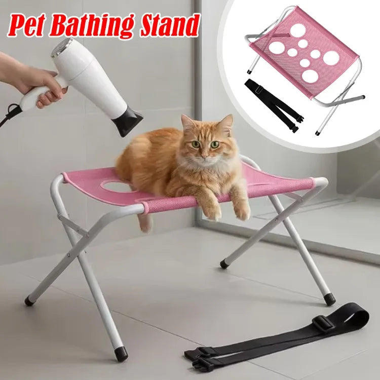 Portable Foldable Pet Grooming Hammock Stand Adjustable Dog Cat Bathing Nail Clipping Drying Mesh Support Rack for Small Pets