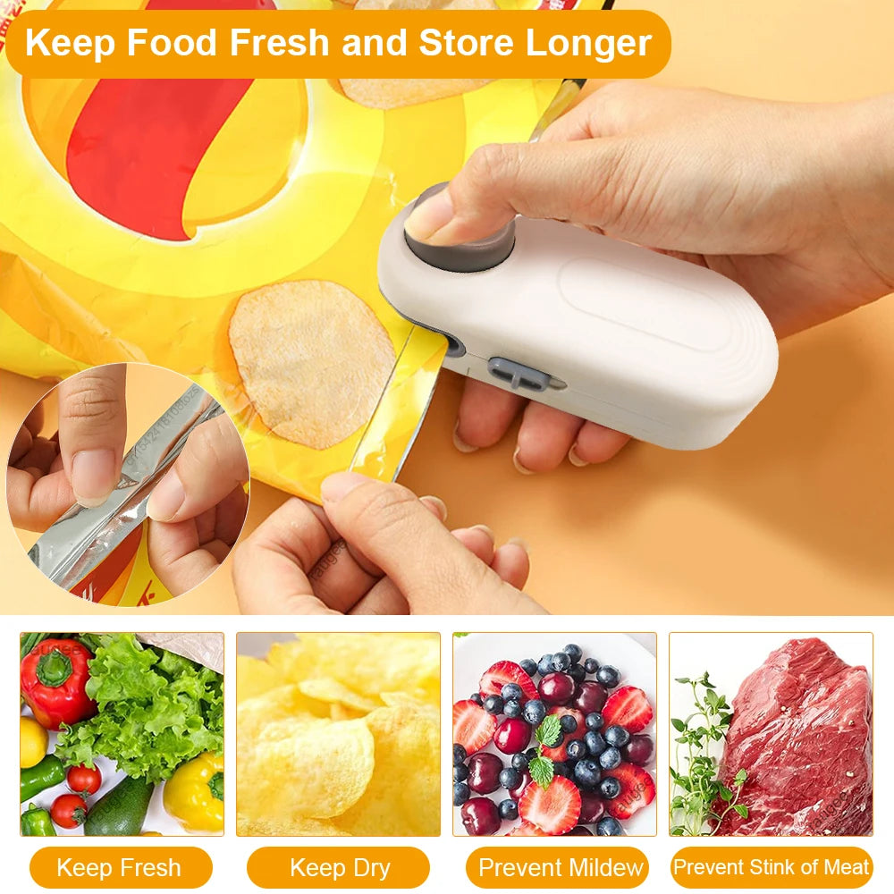 Mini Heat Sealer Plastic Bags Heat Sealing Machine Food Storage Packaging Bag Sealer Portable Handheld Plastic Bag Heat Sealer