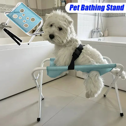 Portable Foldable Pet Grooming Hammock Stand Adjustable Dog Cat Bathing Nail Clipping Drying Mesh Support Rack for Small Pets