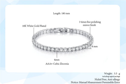 Fashion Multicolor Tennis Bracelet for Women 2.5/3/4/5mm Zirconia Charm Designer Tennis Chain Men Bracelet Wedding Jewelry KC128