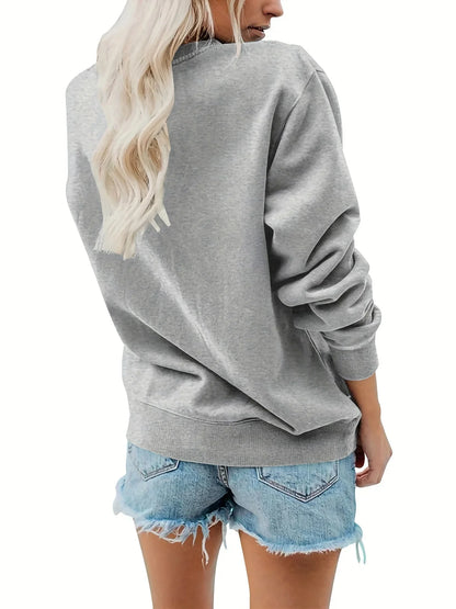 Women's autumn and winter casual fashion loose comfortable warm Stay Humble printed round neck long sleeved pullover
