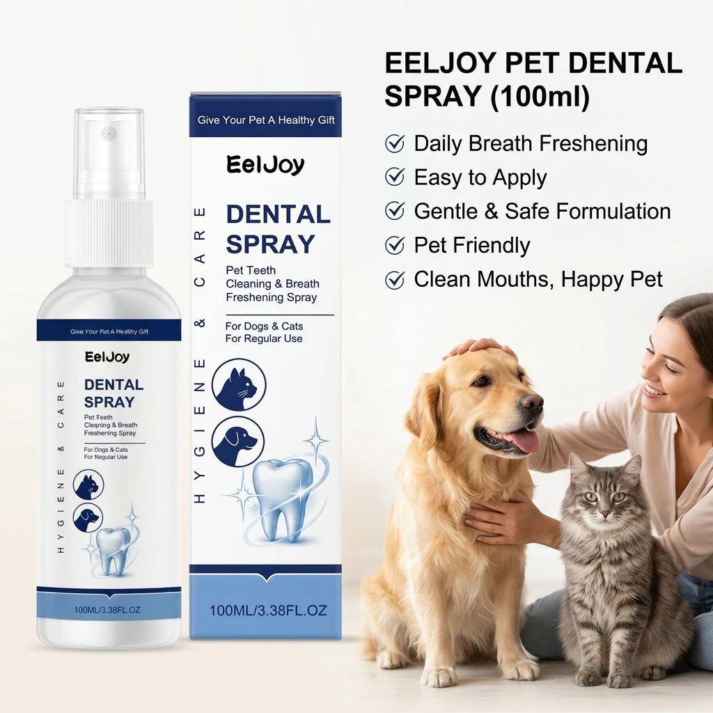 Pet Dental Care Spray Remoce Plaque & Tartar Buildup Reduce Odor Soothe Inflamed Sensitive Gums No Brushing Teeth Cleaning Spray