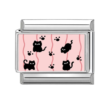Devil Eyes Cute Black Cats Leopard Heart Star Italian Charm Links Fit 9mm Stainless Steel Bracelet Women Jewelry DIY Making Gift