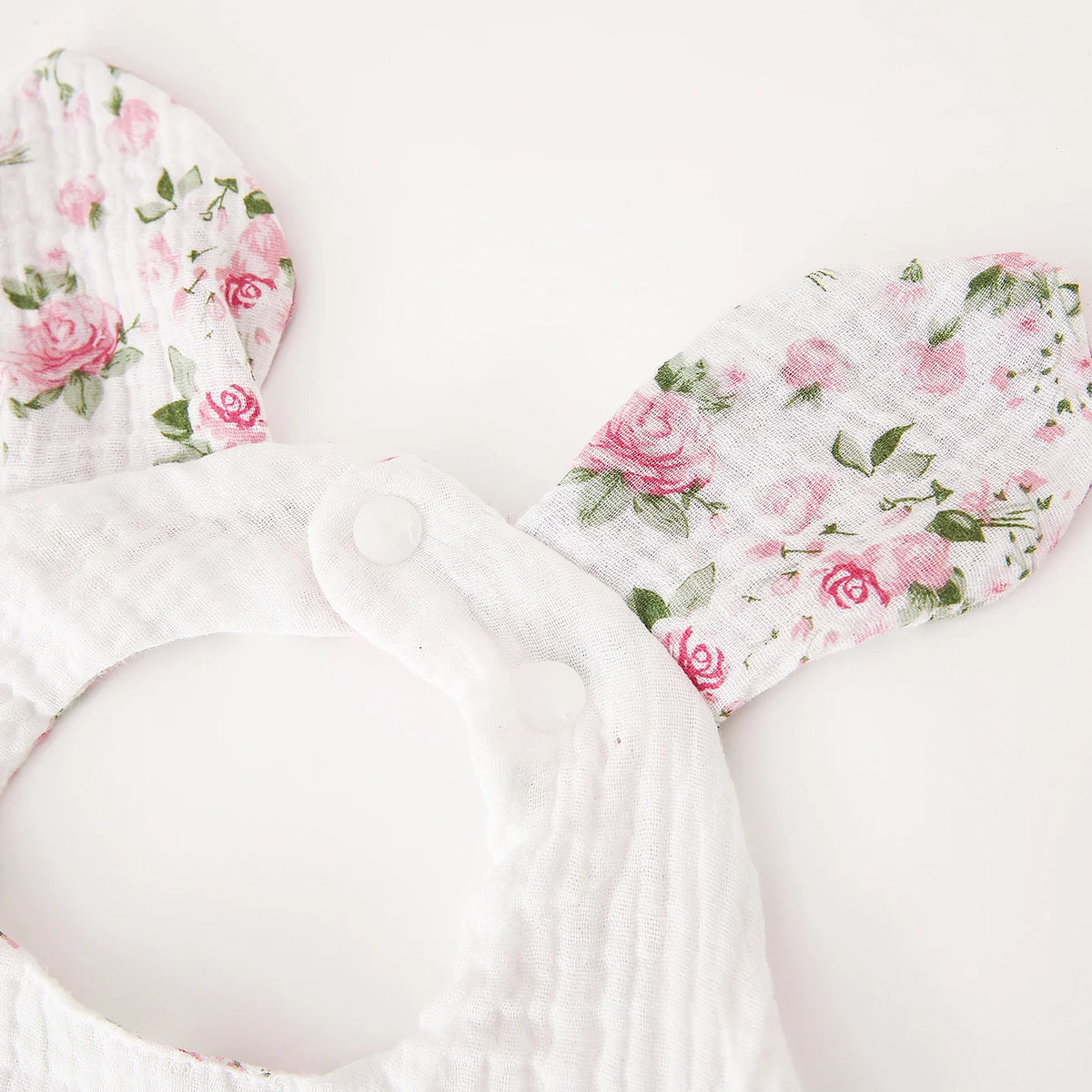 Baby Cotton Crepe Bandana, Rabbit Ears Wavy Edge Drool Bib, Soft Absorbent, Newborn Anti-Drool Bib, Multi-Purpose