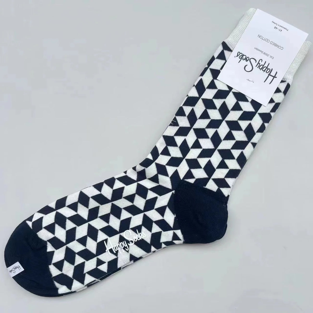 Happy Socks Men's Mid-tube Socks Four Seasons Pure Cotton Classic Socks SIZE 41-46