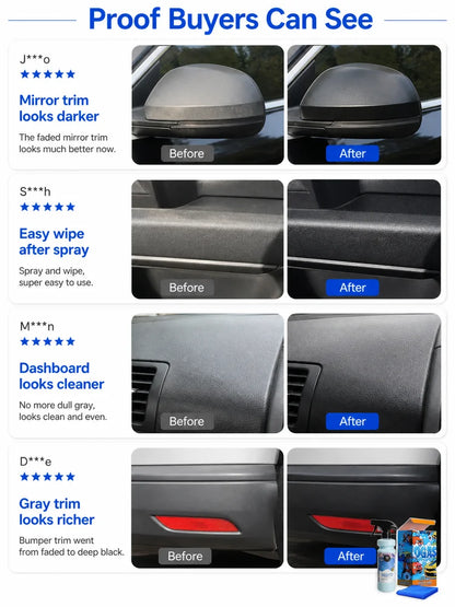 Plastic Restoration Spray with Scratch Remover for Car Interior Trim Cleaner Shiny Car Stuff