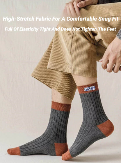 5‑Pairs Unisex Men's Trendy Color Block Crew Socks Breathable Comfy Casual For All Seasons Outdoor Wearing