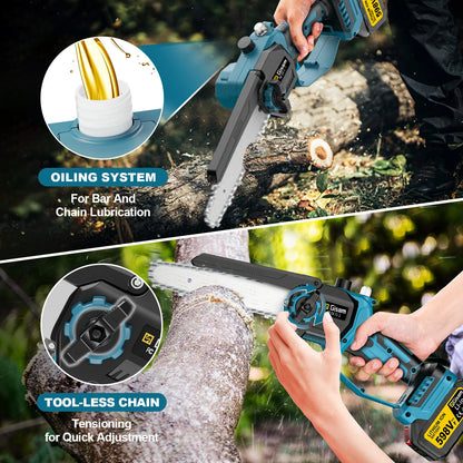 Gisam 8Inch Brushless Telescoping Pole Electric Chainsaw High Branch Saw Garden Pruning Power Tool For Makita 18V Battery Pin