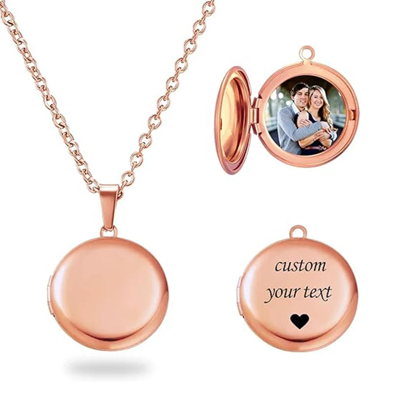 Personalized Locket Necklace for Women Custom Photo Heart Pendant Necklace Customized Picture Lockets Necklaces Birthday Gifts