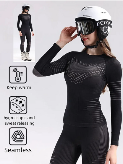 Women's Sport Skiing Function Underwear Sweat-Wicking Warm Compression Clothes Tight Quick-Dry Skiing Suit Underwear Set