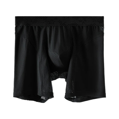 Extra Long Sports Underwear Men's Boxer Briefs Anti-Wear Leg Running Large Size Breathable Training Boxer Briefs