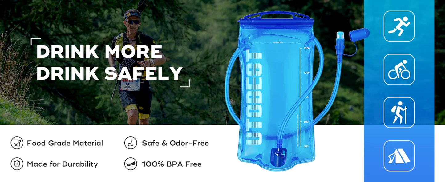 UTOBEST 1L/1.5L/2L/3L Hydration Bladder Water Reservoir Water Bag BPA Free for Running Cycling Hiking