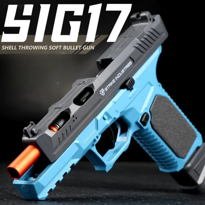 Mechanical G17 Soft Bullet Toy Gun Shell Throwing Continuous Firing Launcher Model Outdoor Sports Shooting Games for Children