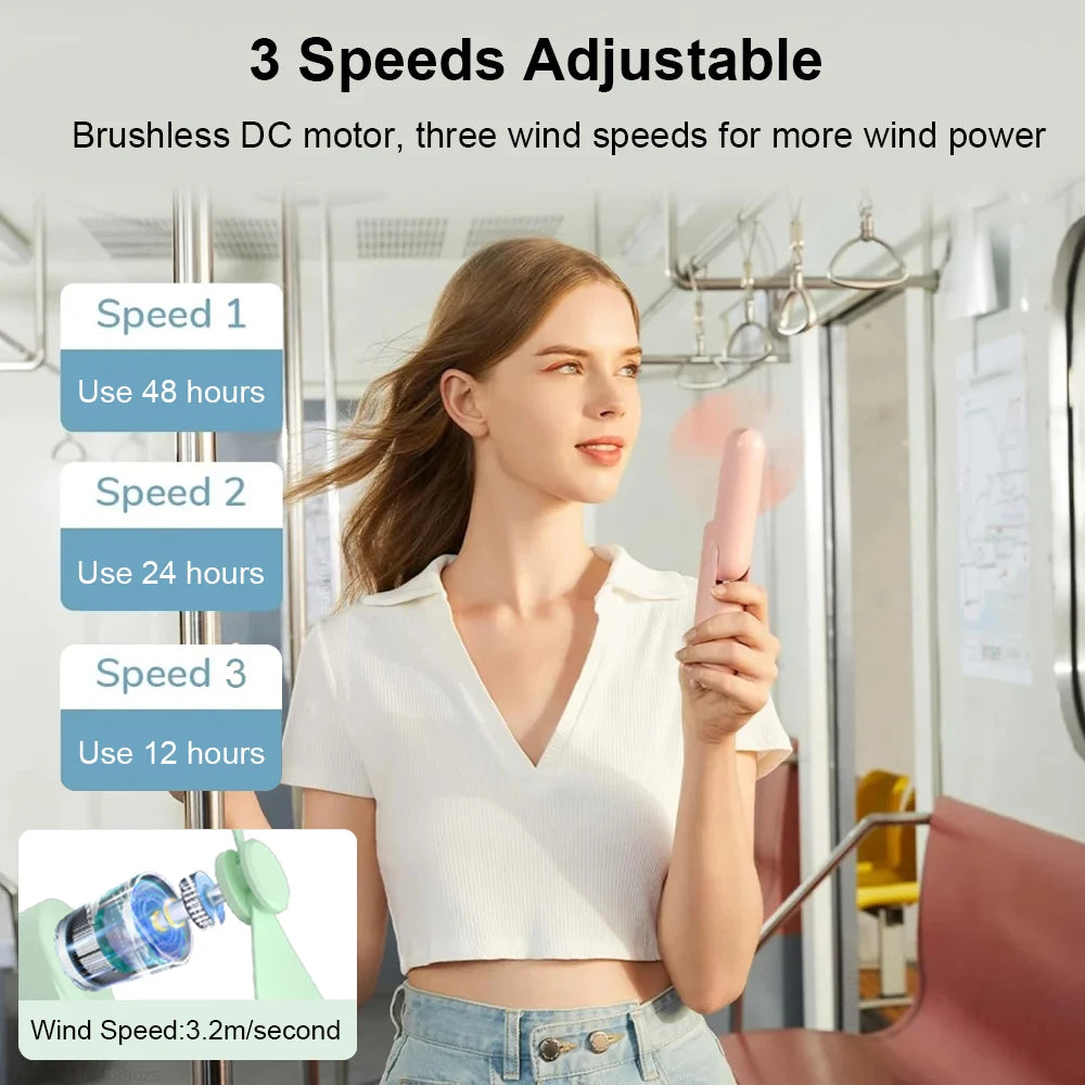 Handheld Mini Fan 3 in 1 Portable Fan 2000mAh USB Rechargeable with Power Bank Lightweight Pocket Small Fan for Travel Outdoor