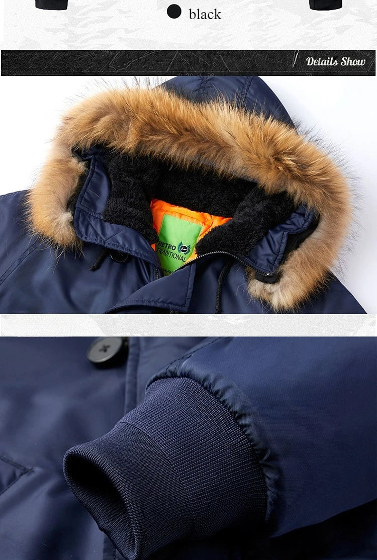 Pilot Men's jackets Thicken Winter Jacket Padding Man Down Jacket Coat Parkas Outdoor Fur Hooded Cotton Padded Jacket HXY0257