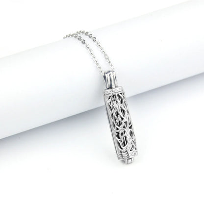 Cylinder Urn Necklace for Ashes Tree of Life Cremation Jewelry Hollow Cylinder Vial Pendant Necklace Memorail Ashes Lockets