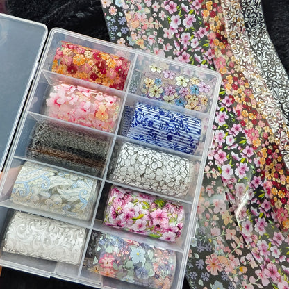 10Rolls Halloween  Flower Plaid Angel Marble  Bow Nail Foils Transfer Paper  Nail Art Stickers   Decal  Nails Decoration