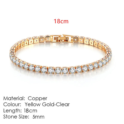 Fashion Multicolor Tennis Bracelet for Women 2.5/3/4/5mm Zirconia Charm Designer Tennis Chain Men Bracelet Wedding Jewelry KC128
