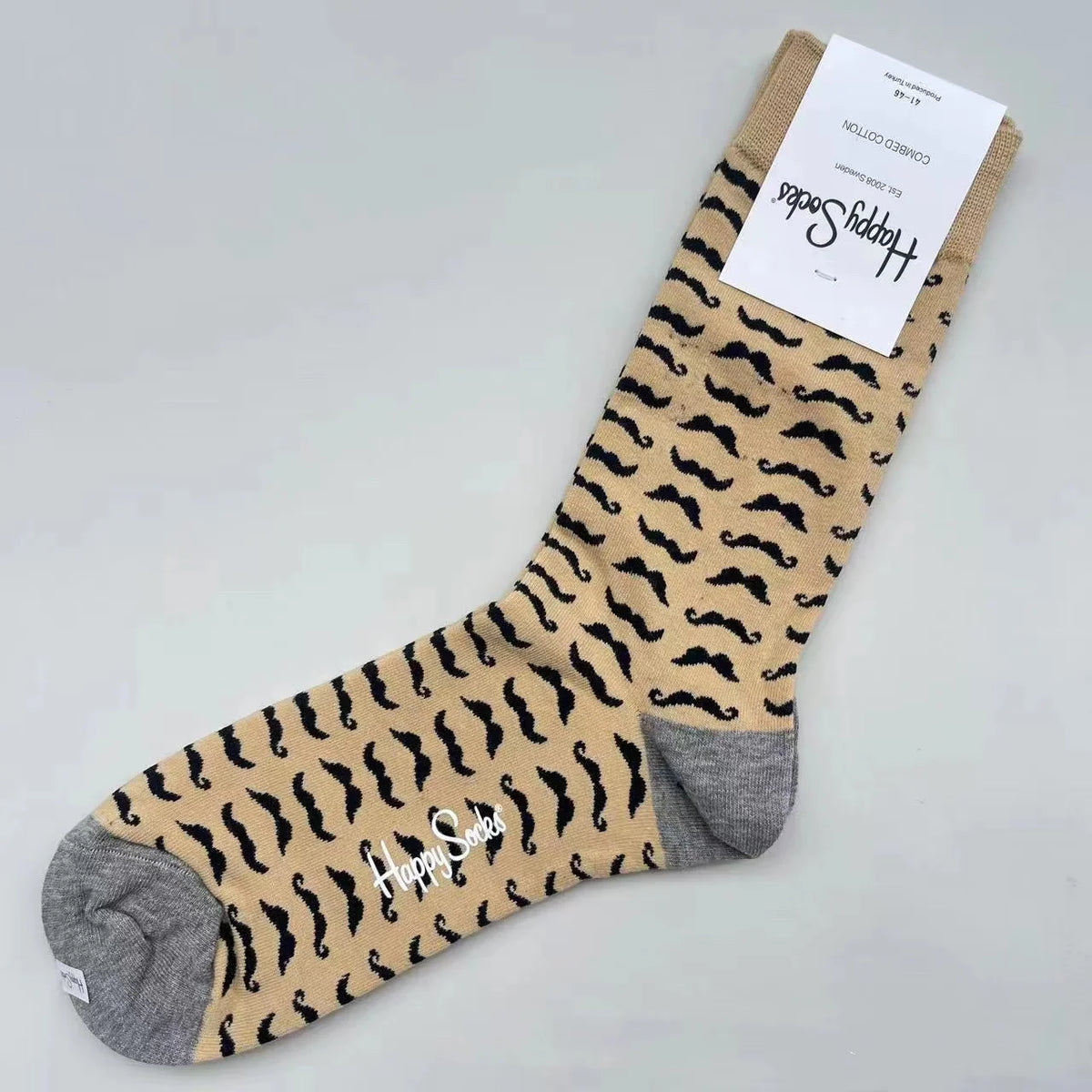 Happy Socks Men's Mid-tube Socks Four Seasons Pure Cotton Classic Socks SIZE 41-46