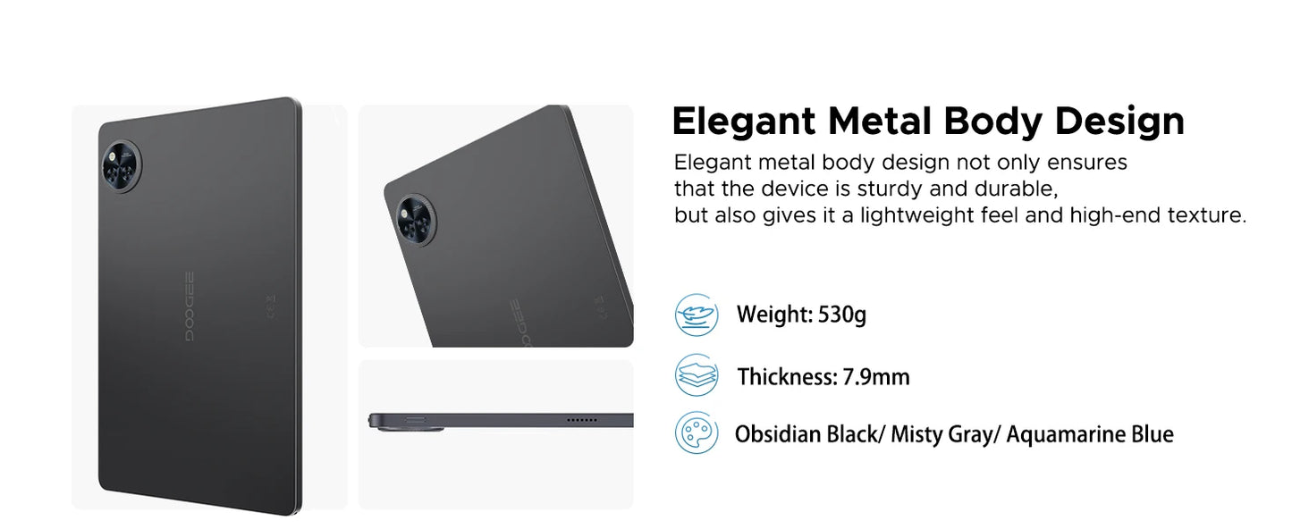 DOOGEE U11 Android 15 Tablet 11 Ultra-clear 90Hz Display 4GB RAM 128GB ROM 8580mAh Battery Dual Speaker Supports Widevine L1