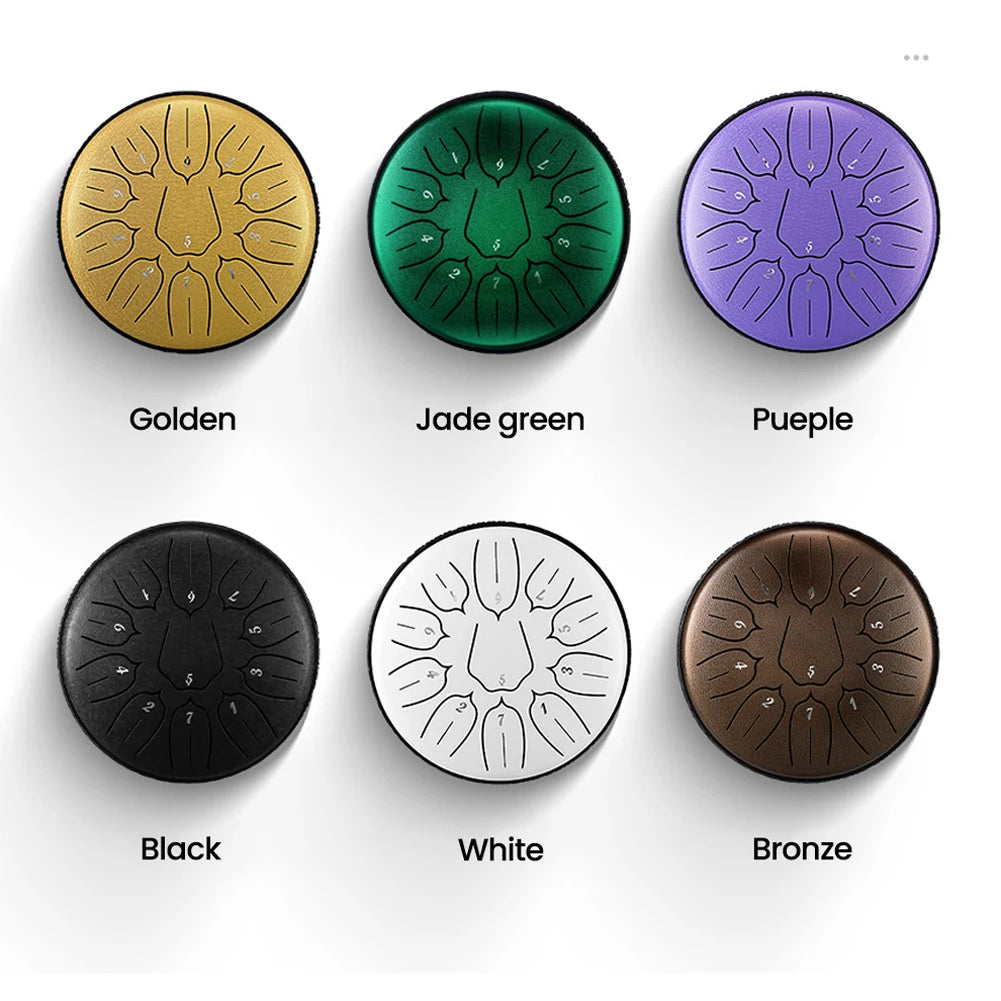 Hluru Glucophone Steel Tongue Drum 6 Inch 11 Notes D Tone Ethereal Drum Music Drum Yoga Meditation Percussion Instrument