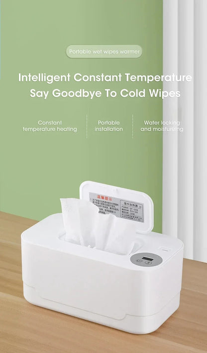 Baby Wipe Warmer Heater with LED Display Wet Towel Dispenser Portable USB Charge Baby Wipe Warmer Napkin Heating Box Home/Car