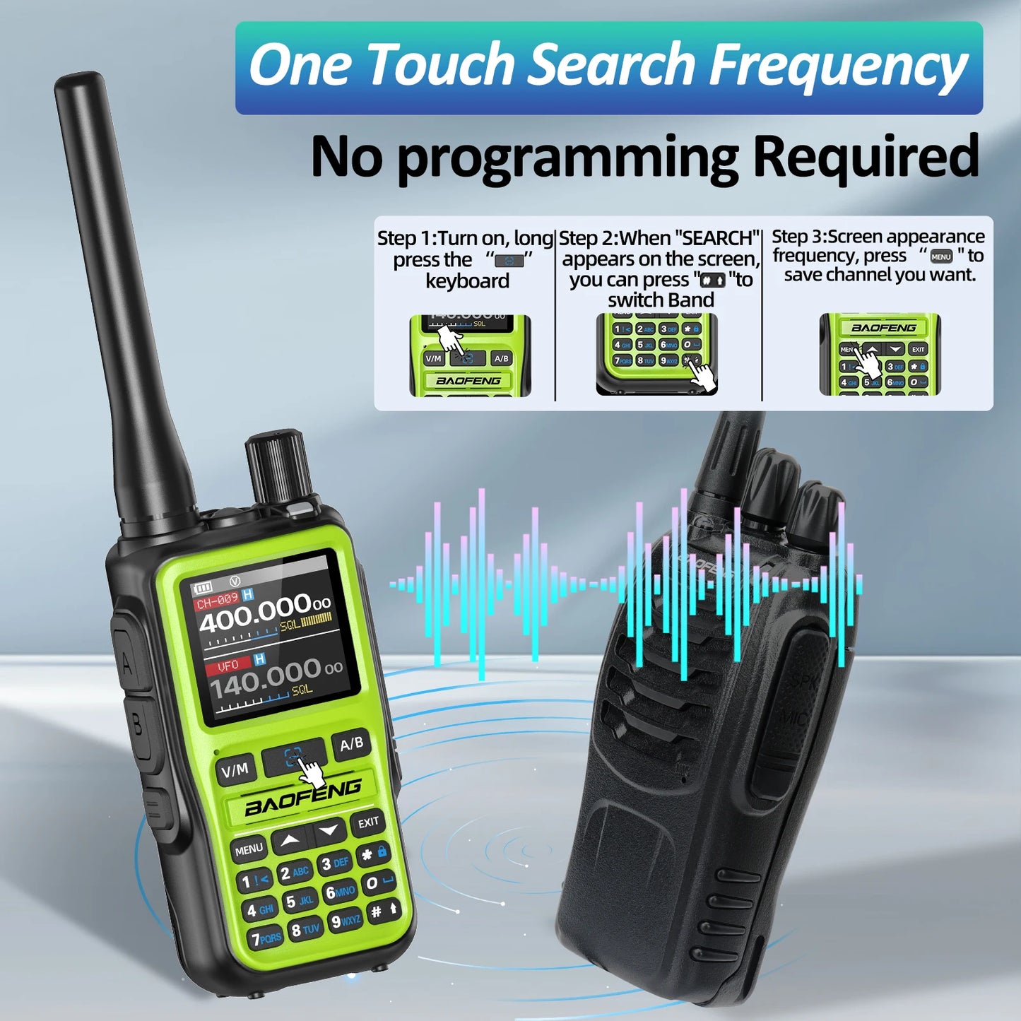 Baofeng UV-5R Mini Walkie Talkie Bluetooth Programming APP Long Range 999 Channels Radio With Protective Case Tactical Antenna