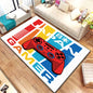 Game Video Gaming Pattern Black Area Rugs Gamer Game Controller Kids Teens Boys Playroom Carpet Bedroom Living Room Floor Mat