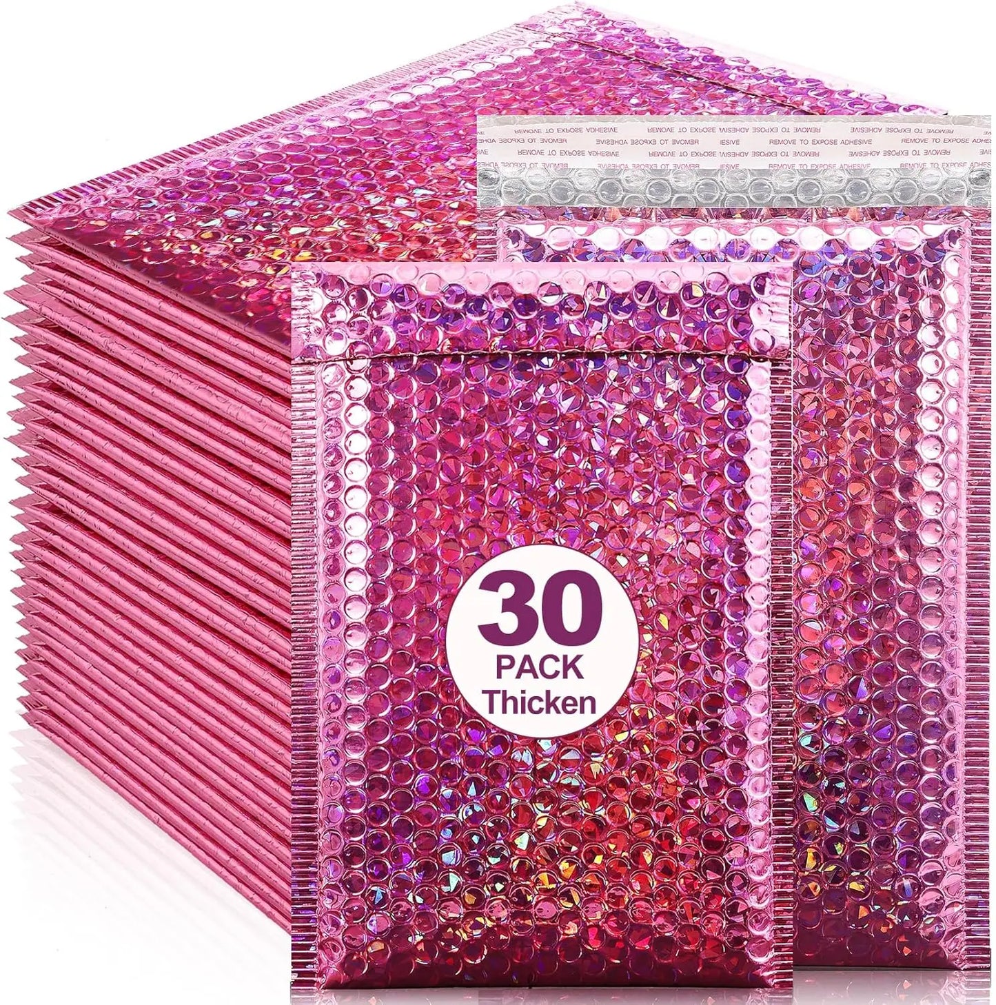 30 PCS Holographic Mailer Laser Bubble Mailers Padded Envelopes Packaging Bags for Business Bubble Mailers Shipping Packaging