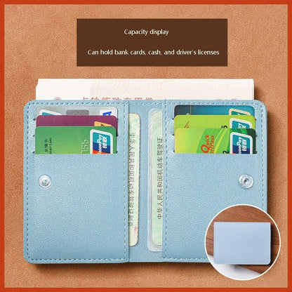 2025 Women's New Simplified Folding Button Small Wallet Soft Leather for Driver's License Male Student Card Bag