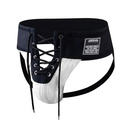 Open Front Men Jockstrap Briefs Athletic Supporter,3" Waistband Detachable Pouch Breathable Workout Sport Underwear Gay Thongs