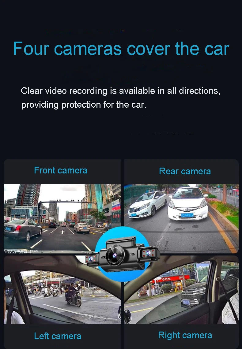 4K 4CH Hidden Dash Cam with APP Night Vision Motion Detection 24/7 Parking Monitor G-Sensor Loop Recording WDR Blackbox Car DVR