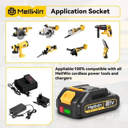 MELLWIN 25+3 Torque Electric Impact Drill Set Multipurpose Cordless Electric Screwdriver Power Tool For Makita 18V Battery Pin
