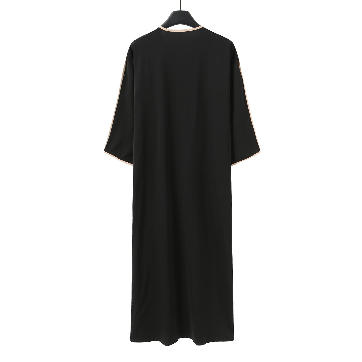 Summer 2025 Kaftan Muslim Men's Short Sleeve Embroidered Loose Casual Robe Breathable Islamic Abaya for Men