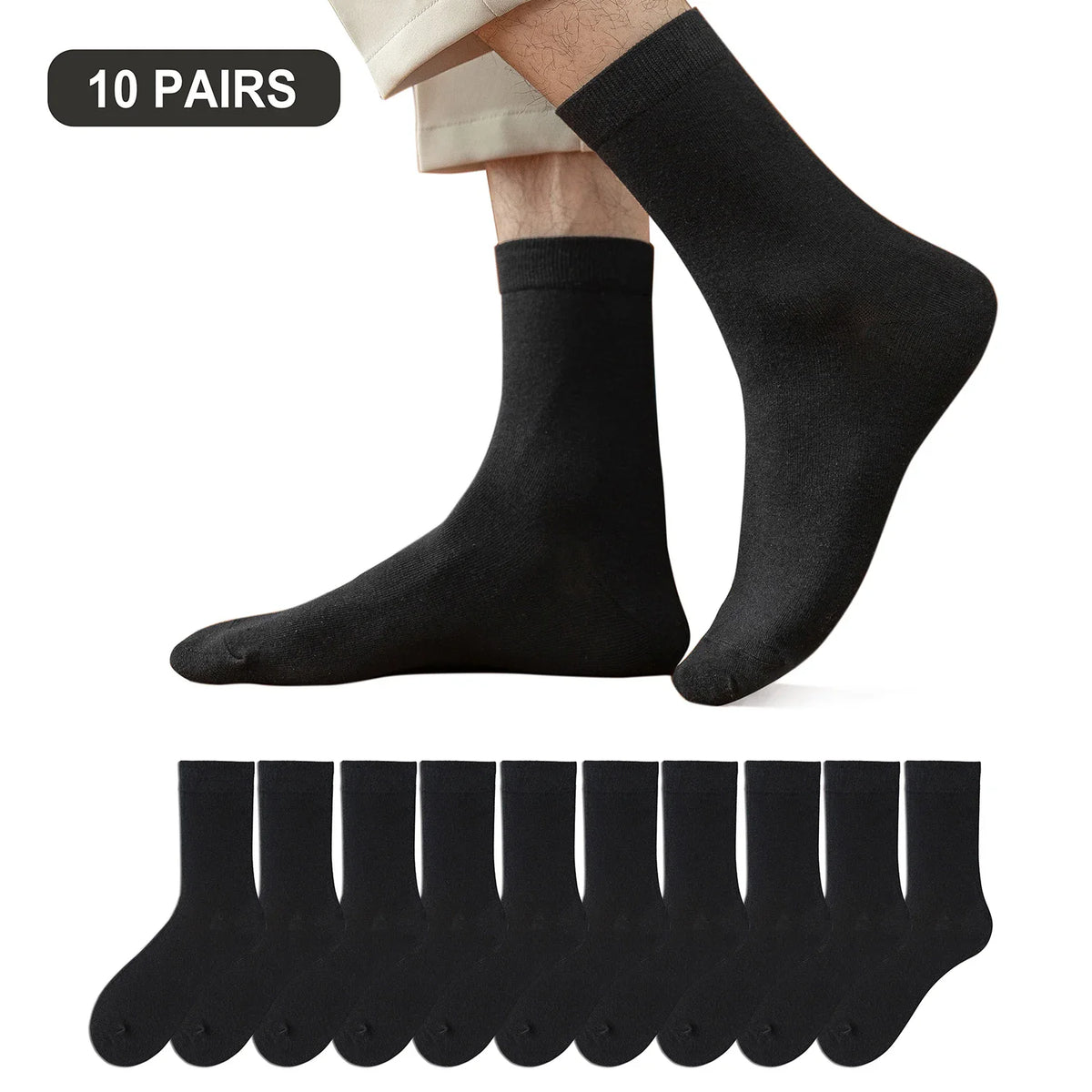 10 Pairs/Lot New Men's Cotton Socks New Styles Black Business Men Socks Soft Breathable Autumn Spring for Male White