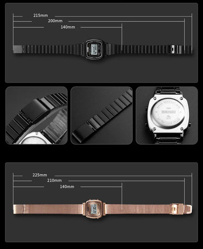 SKMEI 1901 Luxury Women Watches Small Dial Digital Chrono Calendar Watch Waterproof Ladies Wristwatch Clock Montre femme 1620