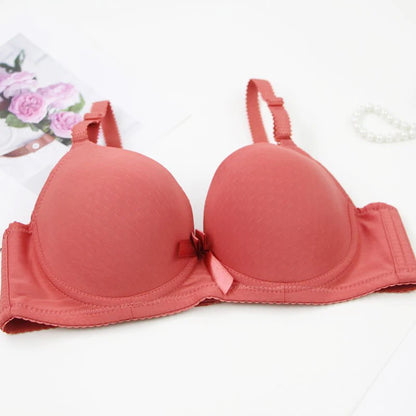 2025 New Sexy Bow Sweat Absorption Bras Solid Smooth 34/75 36/80 38/85 40/90 42/95 44/100 ABC Cup Underwear Pus Up Lingerie