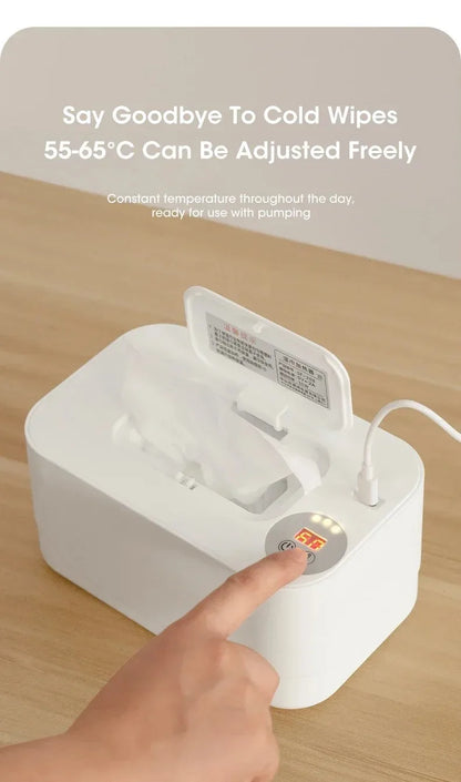 Baby Wipe Heater Portable Baby Wet Wipe Heater with LED Display USB Charging Wipe Heater Baby Wipe Heating Box For Home Car