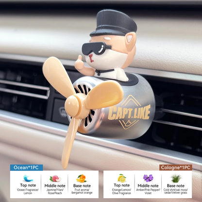 Rotating propeller pilot bear dog car air fresheners accessories decorations fun vent clip perfume diffuser aroma fragrance men