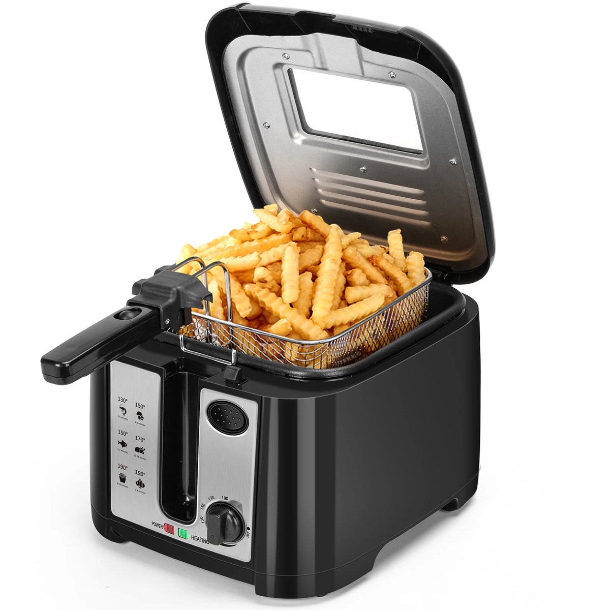 Aigostar Deep fryer with 2.5 l capacity, 1650 W, BPA-free deep fryer with viewing window, temperature control and display, black