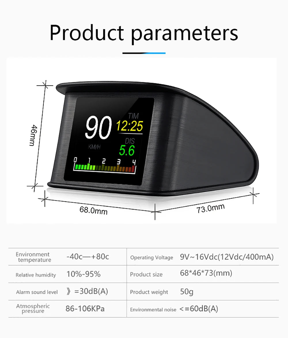 Updated P10-PRO OBD2 HUD With Russia Korean Language Smart Digital Meter On Board Computer Digital Speedometer Overspeed Alarm